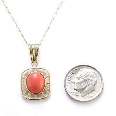 14k Gold Coral Pendant